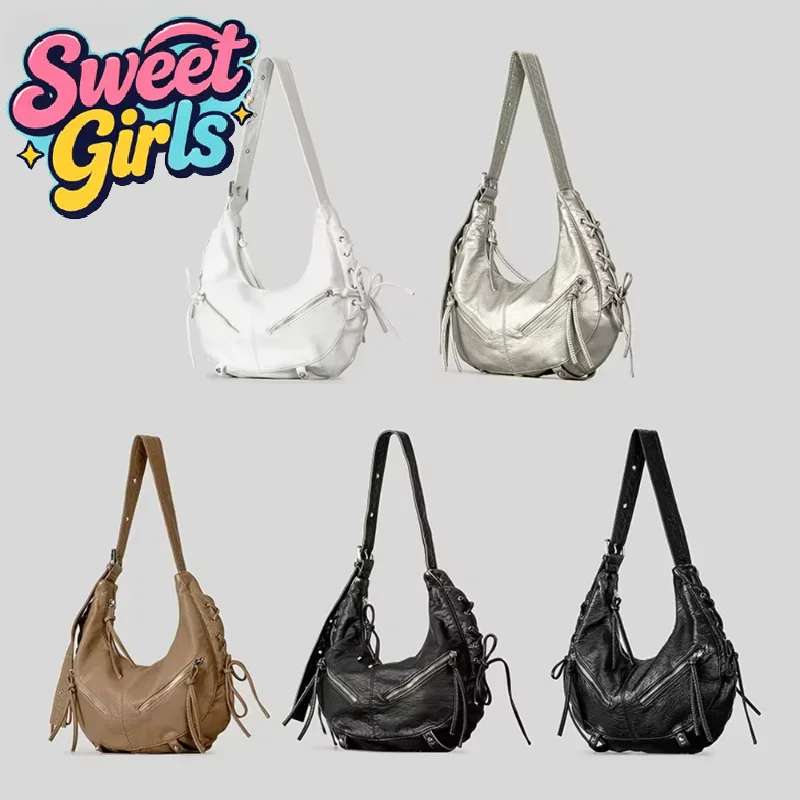 Strappy Punk Style Motorcycle Underarm Bag For Women Messenger Bag Large Capacity Soft PU Leather Female Shoulder Bag Handbag
Strappy Punk Style Motorcycle Underarm Bag For Women Messenger Bag Large Capacity Soft PU Leather Female Shoulder Bag Handbag
