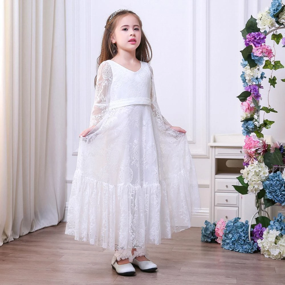 2-15 Years Flower Girls Dresses Floral Lace Full Sleeve V-Neck Zipper Back Princess Dress Kids Summer Bobo Party Wedding Vestido
2-15 Years Flower Girls Dresses Floral Lace Full Sleeve V-Neck Zipper Back Princess Dress Kids Summer Bobo Party Wedding Vestido