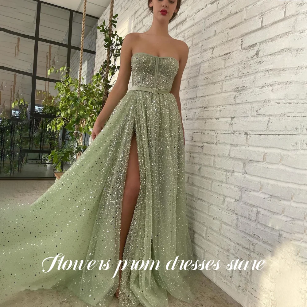 Flowers Mint Green Party Dress Prom Gowns Sequins Formal Evening Slit A-Line Princess Gown for Women Vestido De Novia Customized
Flowers Mint Green Party Dress Prom Gowns Sequins Formal Evening Slit A-Line Princess Gown for Women Vestido De Novia Customized