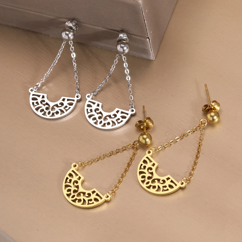 Stainless Steel Earrings 2022 Trend Vintage Half Circle Pattern Chains Pendants Earrings For Women Jewelry Party Girls Gifts NEW
Stainless Steel Earrings 2022 Trend Vintage Half Circle Pattern Chains Pendants Earrings For Women Jewelry Party Girls Gifts NEW