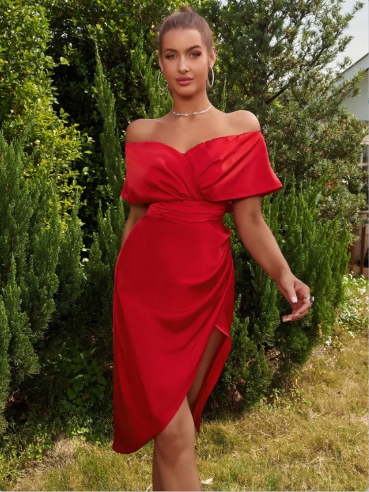 D & M-Sexy Off-Shoulder Midi Dress for Ladies, Formal Evening Dresses, Elegant Ruched, Irregular, Party, Office, New
D & M-Sexy Off-Shoulder Midi Dress for Ladies, Formal Evening Dresses, Elegant Ruched, Irregular, Party, Office, New