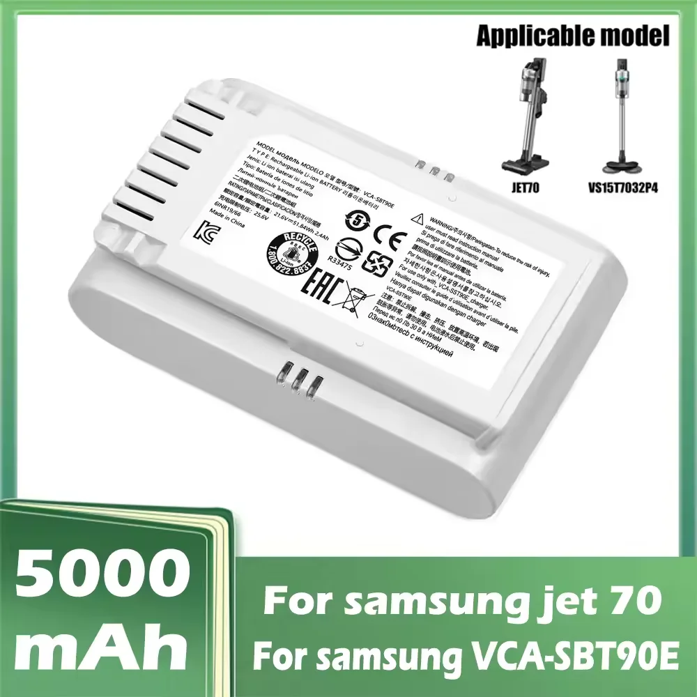 NEW Original replacement battery 21.6 V 5000mAh for samsung jet 70 VS15T7032P4 VCA-SBT90E Vacuum Cleaner Batteries
NEW Original replacement battery 21.6 V 5000mAh for samsung jet 70 VS15T7032P4 VCA-SBT90E Vacuum Cleaner Batteries