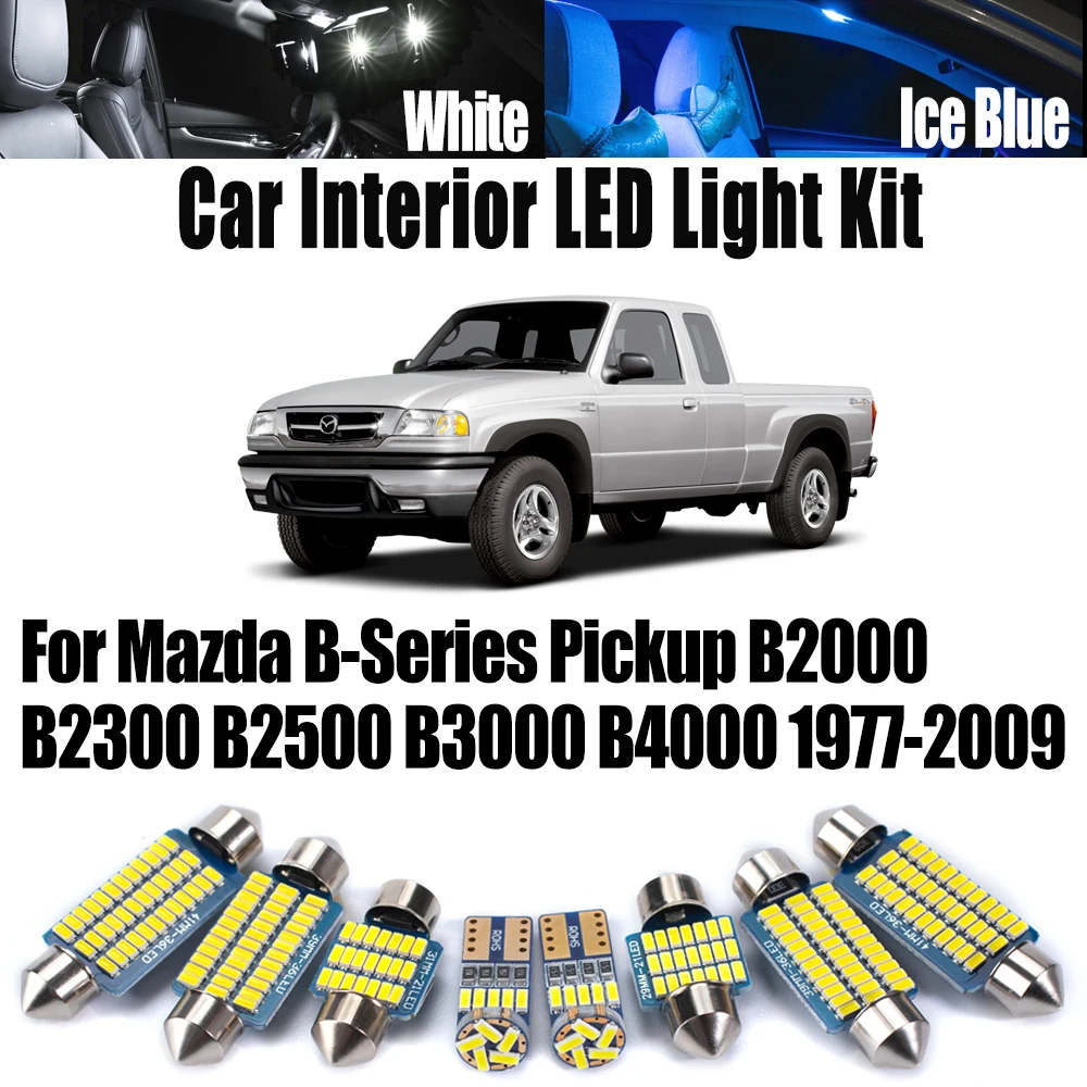 Canbus для Mazda B-Series Pickup B2000 B2300 B2500 B3000 B4000 1977-2009 светодиодный комплект освещения для внутренней карты купола для чтения номерного знака
Canbus для Mazda B-Series Pickup B2000 B2300 B2500 B3000 B4000 1977-2009 светодиодный комплект освещения для внутренней карты купола для чтения номерного знака