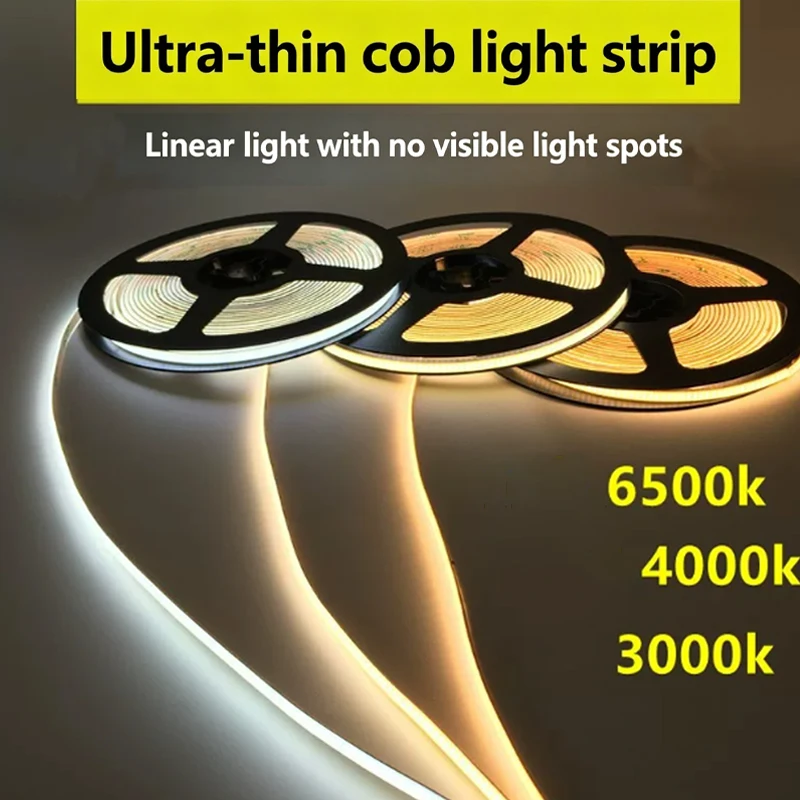 Ultra Thin FCOB LED Strip 4mm 5mm 8mm High Brightness Flexible Linear Light Soft Light Bar DC12V 24V for Kitchen Counter
Ultra Thin FCOB LED Strip 4mm 5mm 8mm High Brightness Flexible Linear Light Soft Light Bar DC12V 24V for Kitchen Counter