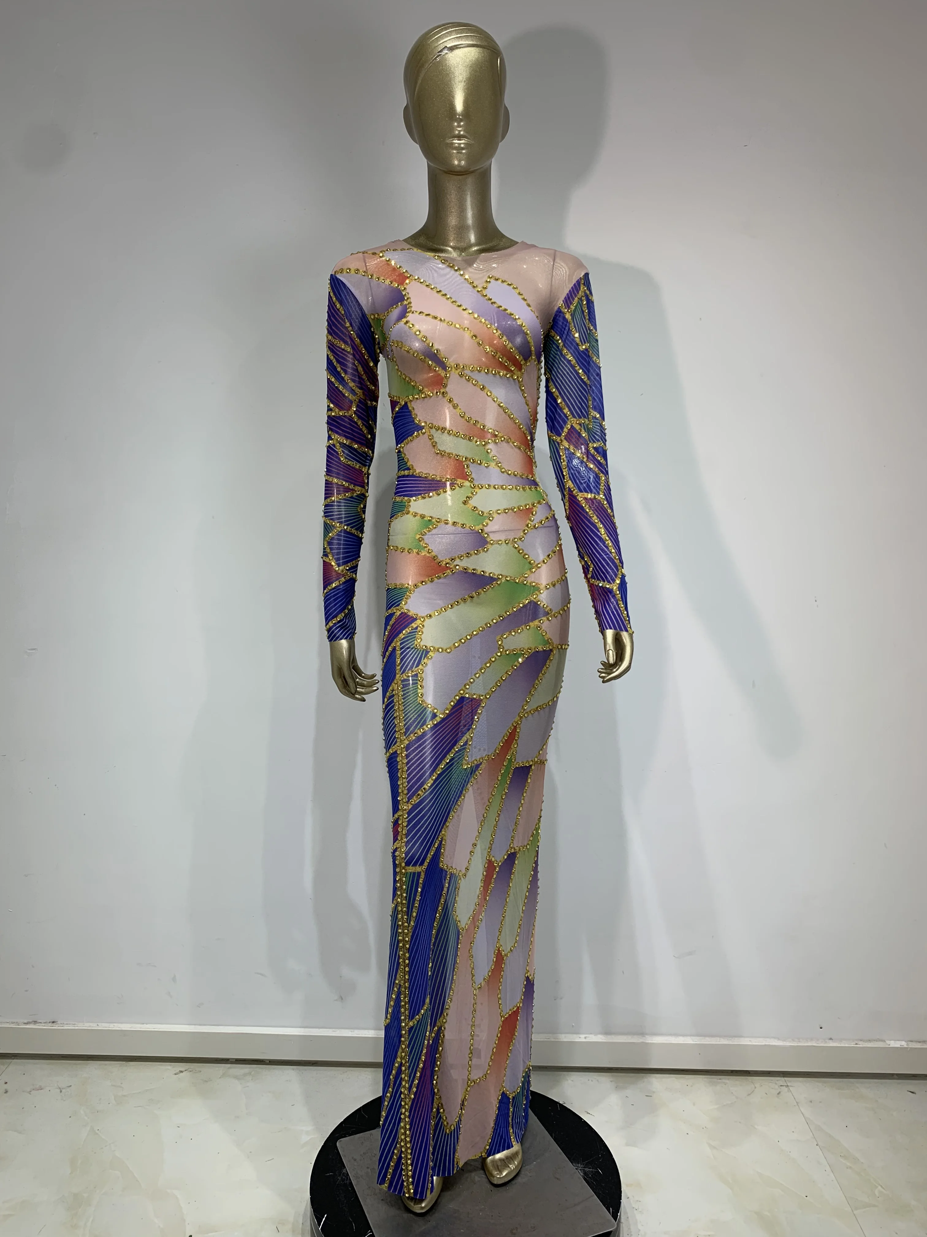 Women Sexy Colorful Printed Party Dress Long Sleeve Mesh See Through Luxury Rhinestones Evening Birthday Celebrity Elegant Dress
Women Sexy Colorful Printed Party Dress Long Sleeve Mesh See Through Luxury Rhinestones Evening Birthday Celebrity Elegant Dress