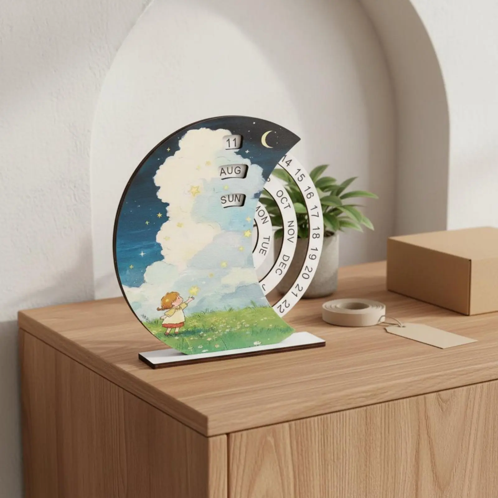 Rotary Endless Desk Calendar Reusable Wooden Endless Calendar Manual Rolling Date Display Long-Lasting for Children
Rotary Endless Desk Calendar Reusable Wooden Endless Calendar Manual Rolling Date Display Long-Lasting for Children