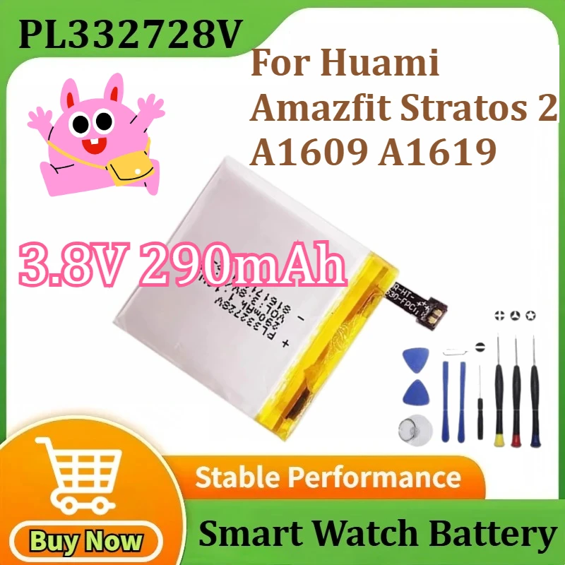 PL332728V Battery For Huami Amazfit Stratos 2 A1609 A1619 Smart Watch Battery+Tools for Pace2 3.8V 290mAh
PL332728V Battery For Huami Amazfit Stratos 2 A1609 A1619 Smart Watch Battery+Tools for Pace2 3.8V 290mAh