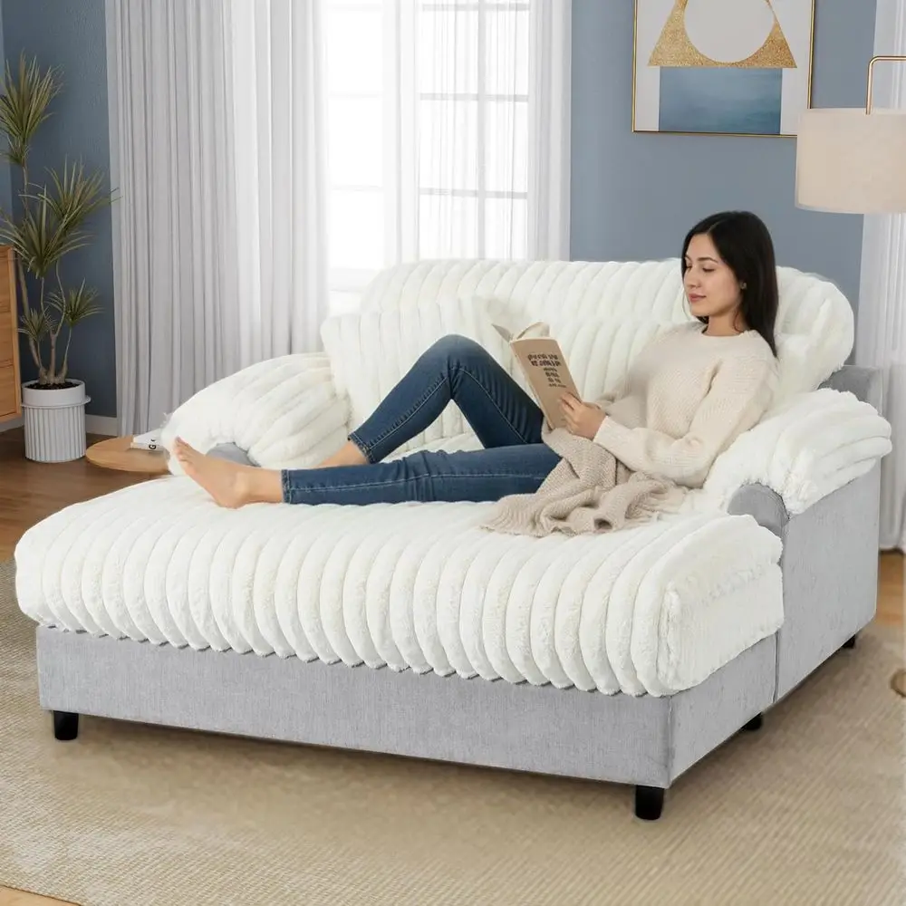 Plush Chaise Lounge Chair, Upholstered Sleeper Sofa Bed with 2 Pillows for Living Room (Beige)
Plush Chaise Lounge Chair, Upholstered Sleeper Sofa Bed with 2 Pillows for Living Room (Beige)