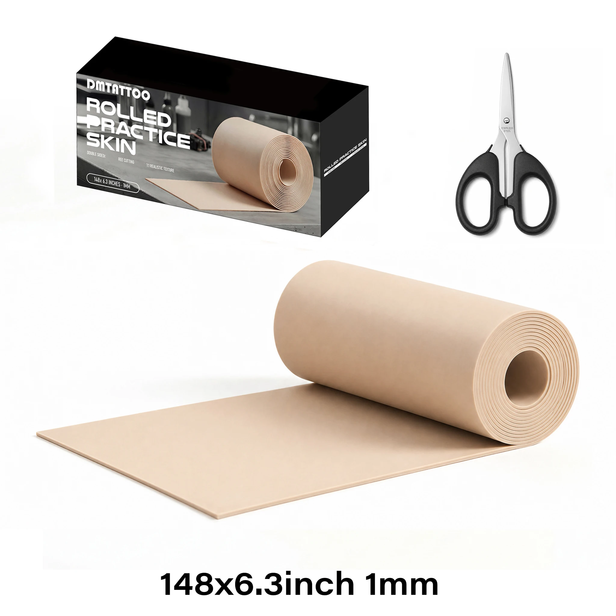 148 x 6.3 Inch Rolled Blank Tattoo Practice Skin with 1 Scissors1/3mm Thick Silicone Free Cutting for Beginners Professionals
148 x 6.3 Inch Rolled Blank Tattoo Practice Skin with 1 Scissors1/3mm Thick Silicone Free Cutting for Beginners Professionals