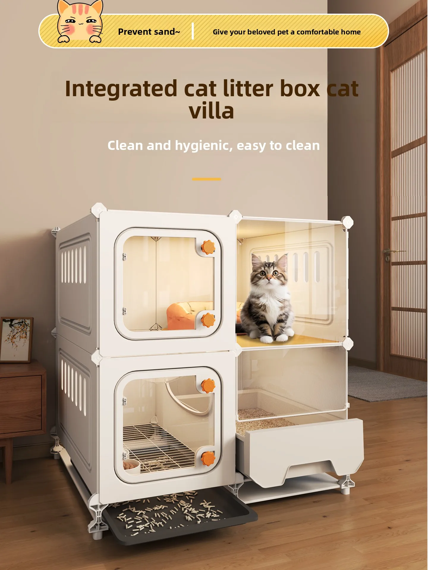 Modern Cat Cage Indoor Villa with Toilet Space Saving Cat House All Season
Modern Cat Cage Indoor Villa with Toilet Space Saving Cat House All Season