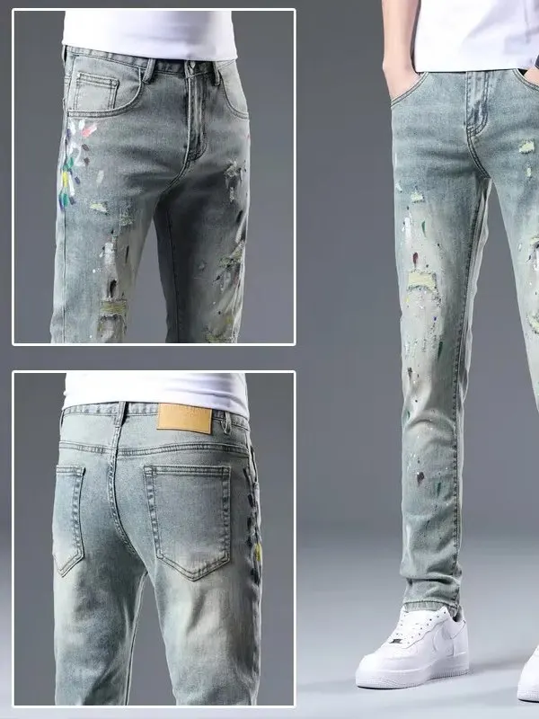 Retro Hole Denim Jeans Men's Graffiti Slim Fit Trendy Brand Handsome Street Style Long Pants Summer New Arrival High Waist
Retro Hole Denim Jeans Men's Graffiti Slim Fit Trendy Brand Handsome Street Style Long Pants Summer New Arrival High Waist