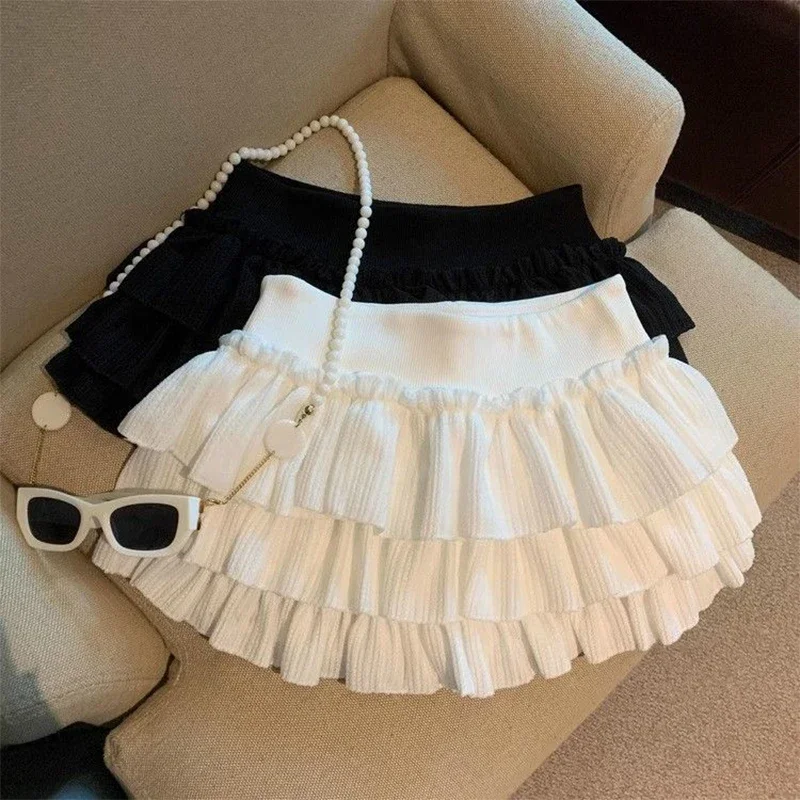 Sweet Puffy Cake Women Skirts Korean Fashion Ruched Ruffle Mini Skirt Campus Harajuku Casual Versatile Elastic Waist Solid Skirt
Sweet Puffy Cake Women Skirts Korean Fashion Ruched Ruffle Mini Skirt Campus Harajuku Casual Versatile Elastic Waist Solid Skirt