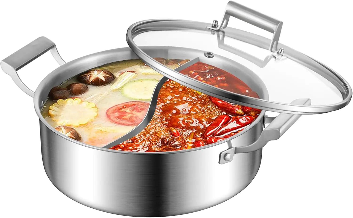 6.8QT Stainless Steel Double-Flavor Hot Pot with Lid, Induction Compatible, Oven Safe Up to 600°F
6.8QT Stainless Steel Double-Flavor Hot Pot with Lid, Induction Compatible, Oven Safe Up to 600°F