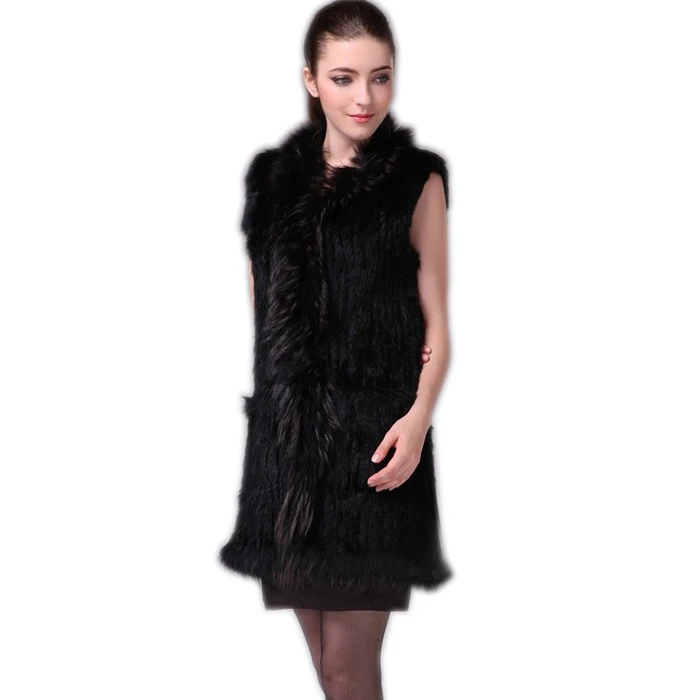 Harppihop Fur vest Women knitted real genuine real rabbit fur vest overcoat pocket garment & raccoon collar without hood
Harppihop Fur vest Women knitted real genuine real rabbit fur vest overcoat pocket garment & raccoon collar without hood