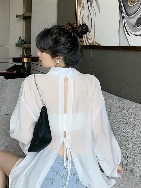 Women's Thin Long Sleeve Shirt Sun Protection White Summer New Style Elegant Collar Button up Straight Cut
Women's Thin Long Sleeve Shirt Sun Protection White Summer New Style Elegant Collar Button up Straight Cut