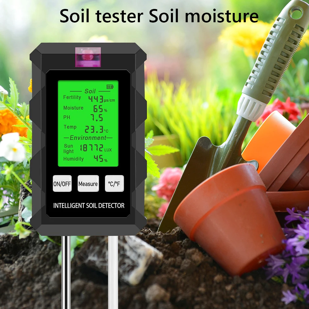 6 in 1 Soil Tester Digital PH Meter LCD Display Temperature Humidity Tester Pricise Soil Moisture Meter for Outdoor & Indoor Use
6 in 1 Soil Tester Digital PH Meter LCD Display Temperature Humidity Tester Pricise Soil Moisture Meter for Outdoor & Indoor Use