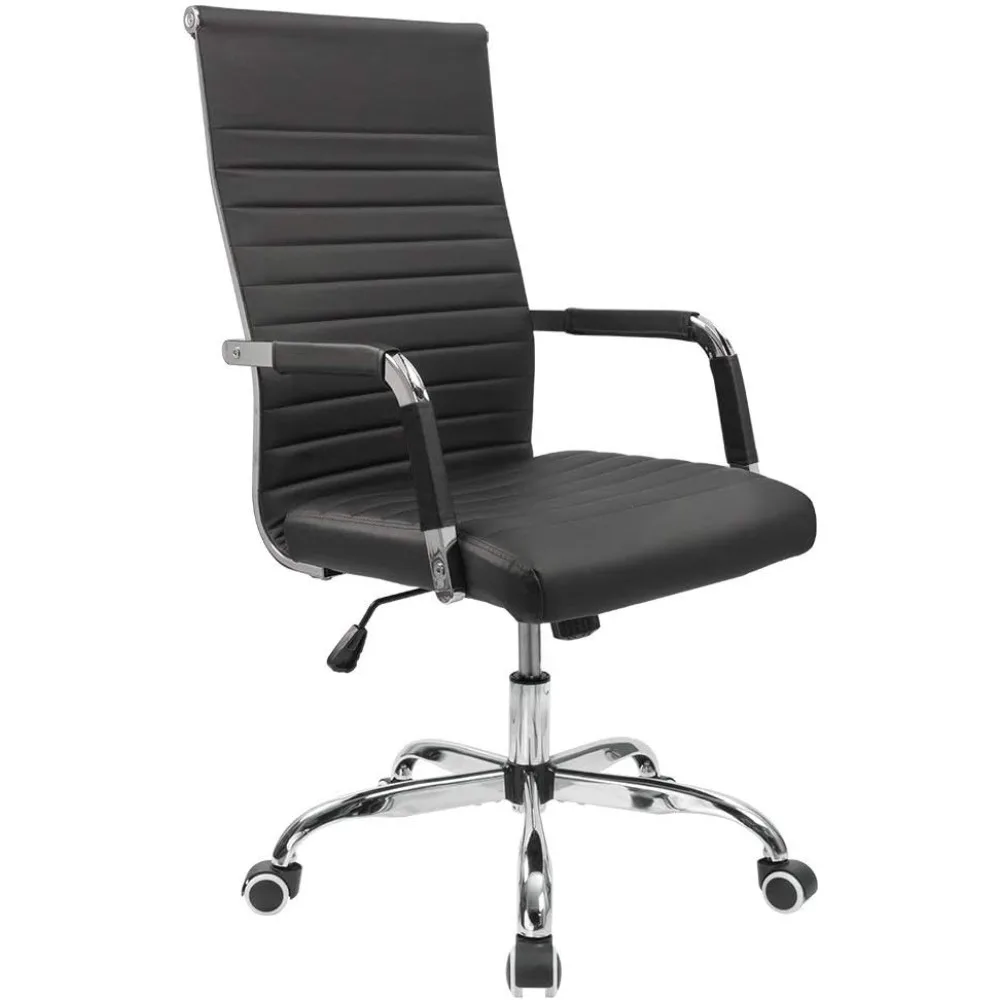 Ribbed Office Desk Chair Mid-Back PU Leather Executive Conference Task Chair Adjustable Swivel Chair with Arms (Black)
Ribbed Office Desk Chair Mid-Back PU Leather Executive Conference Task Chair Adjustable Swivel Chair with Arms (Black)