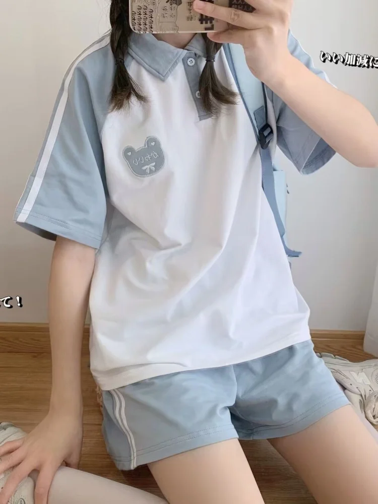 Korean Brand Y2K Two Piece Sets Classic POLO Shirt Raglan Sleeve Short Sleeve T-shirt Short Tracksuit Summer Sweet Student Girls
Korean Brand Y2K Two Piece Sets Classic POLO Shirt Raglan Sleeve Short Sleeve T-shirt Short Tracksuit Summer Sweet Student Girls