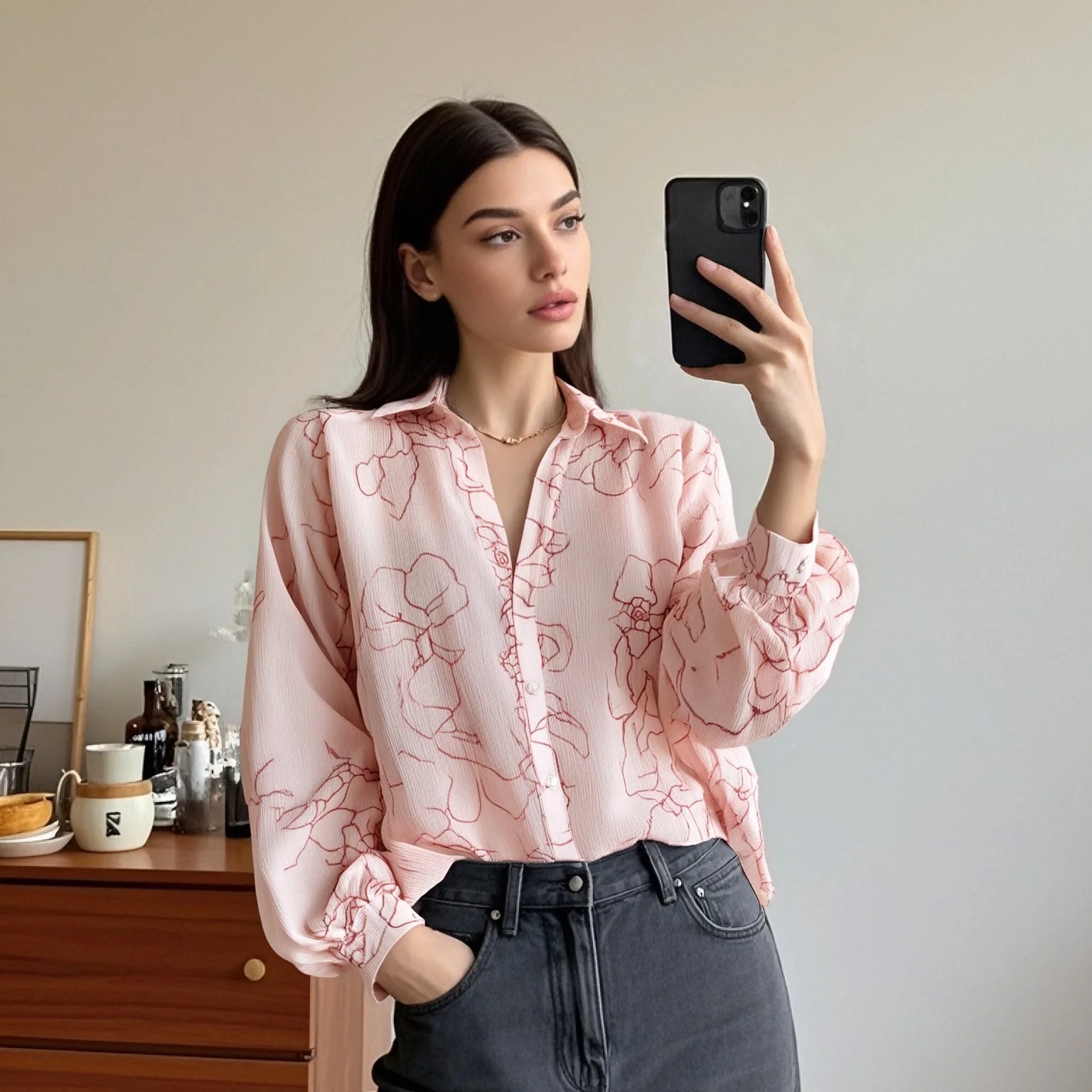 2025 New Women's Long Sleeve Collared Shirt with Button - front Design Floral Line - drawing Print Loose Fit for Daily Wear
2025 New Women's Long Sleeve Collared Shirt with Button - front Design Floral Line - drawing Print Loose Fit for Daily Wear