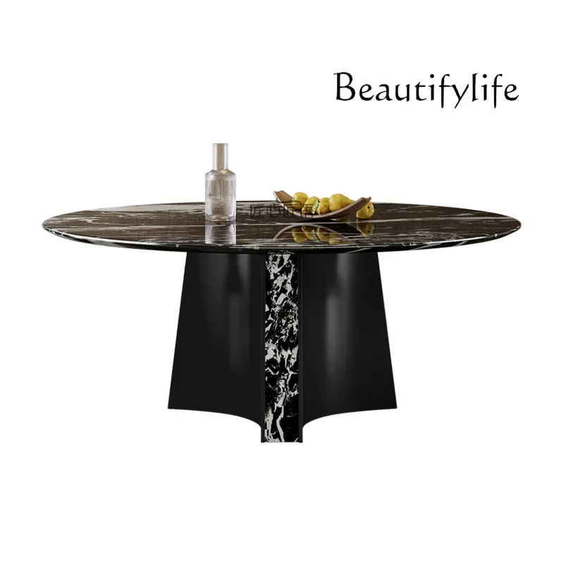 Luxury stone black rose round dining table light luxury high-end home villa natural marble extremely simple round table
Luxury stone black rose round dining table light luxury high-end home villa natural marble extremely simple round table