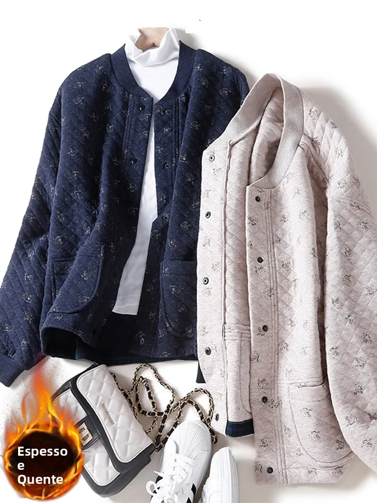 Thickened Cotton Baseball Jacket Women's Winter Vintage Floral Print Stand Collar Jacket Warm Cotton Coat Female Outerwear
Thickened Cotton Baseball Jacket Women's Winter Vintage Floral Print Stand Collar Jacket Warm Cotton Coat Female Outerwear