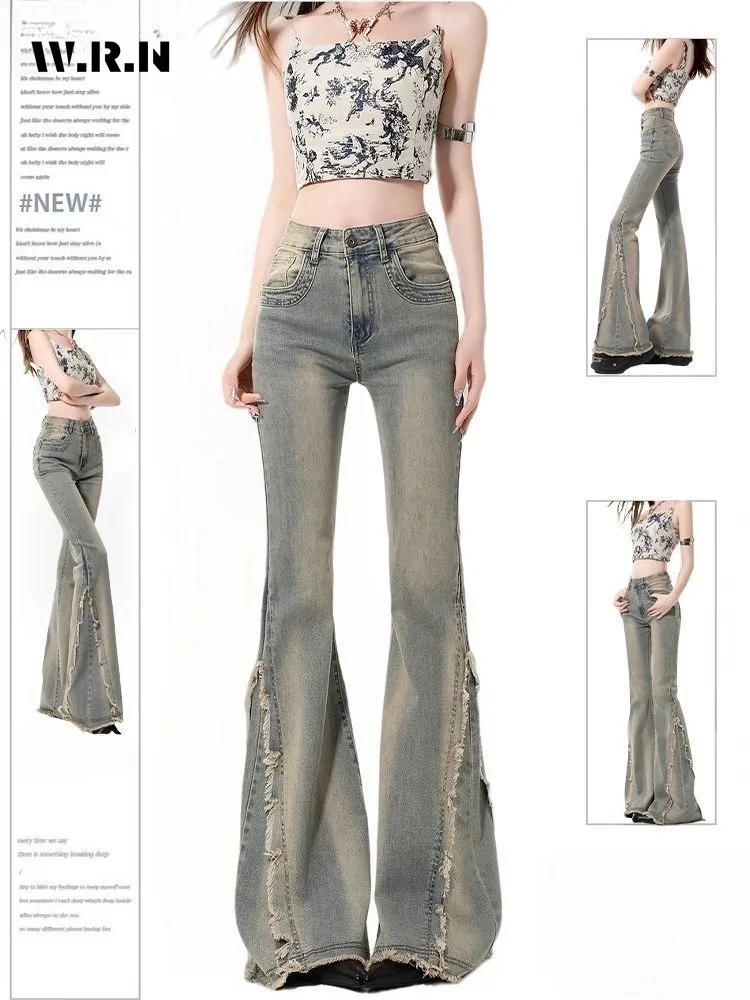 Women's Vintage Slim 2000s Denim Trouser Sexy Sheath High Waist Burr Edge Flared Jeans Female Kpop Hight Street Retro Y2K Pants
Women's Vintage Slim 2000s Denim Trouser Sexy Sheath High Waist Burr Edge Flared Jeans Female Kpop Hight Street Retro Y2K Pants