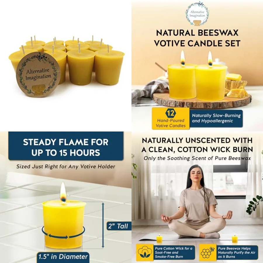 of Beeswax Votive Candles - 100 Pure, Natural Beeswax with Natural Light Honey Scent - 15 Hour Burn
of Beeswax Votive Candles - 100 Pure, Natural Beeswax with Natural Light Honey Scent - 15 Hour Burn