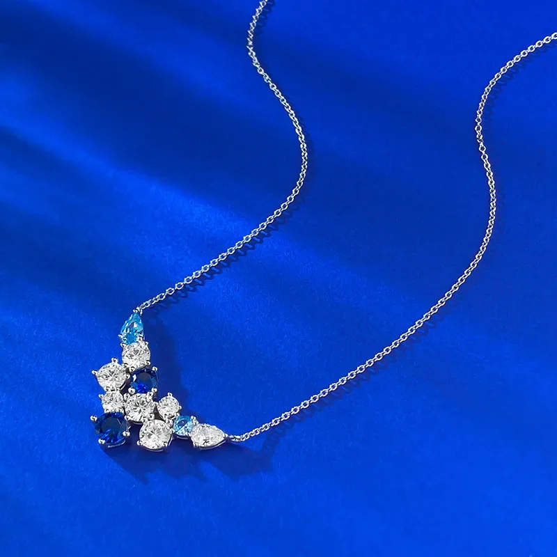 2025 S925 Silver Flower Cluster Brocade Full Diamond Pendant Fashion Blue Diamond Necklace Clavicle Chain Wedding Jewelry
2025 S925 Silver Flower Cluster Brocade Full Diamond Pendant Fashion Blue Diamond Necklace Clavicle Chain Wedding Jewelry