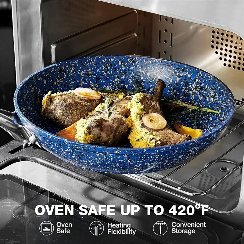 HLAFRG 10-inch Non-stick Frying Pan with Lid Granite Coated Egg Pan Cooking Pot with Stainless Steel Handle Induction Compatible
HLAFRG 10-inch Non-stick Frying Pan with Lid Granite Coated Egg Pan Cooking Pot with Stainless Steel Handle Induction Compatible