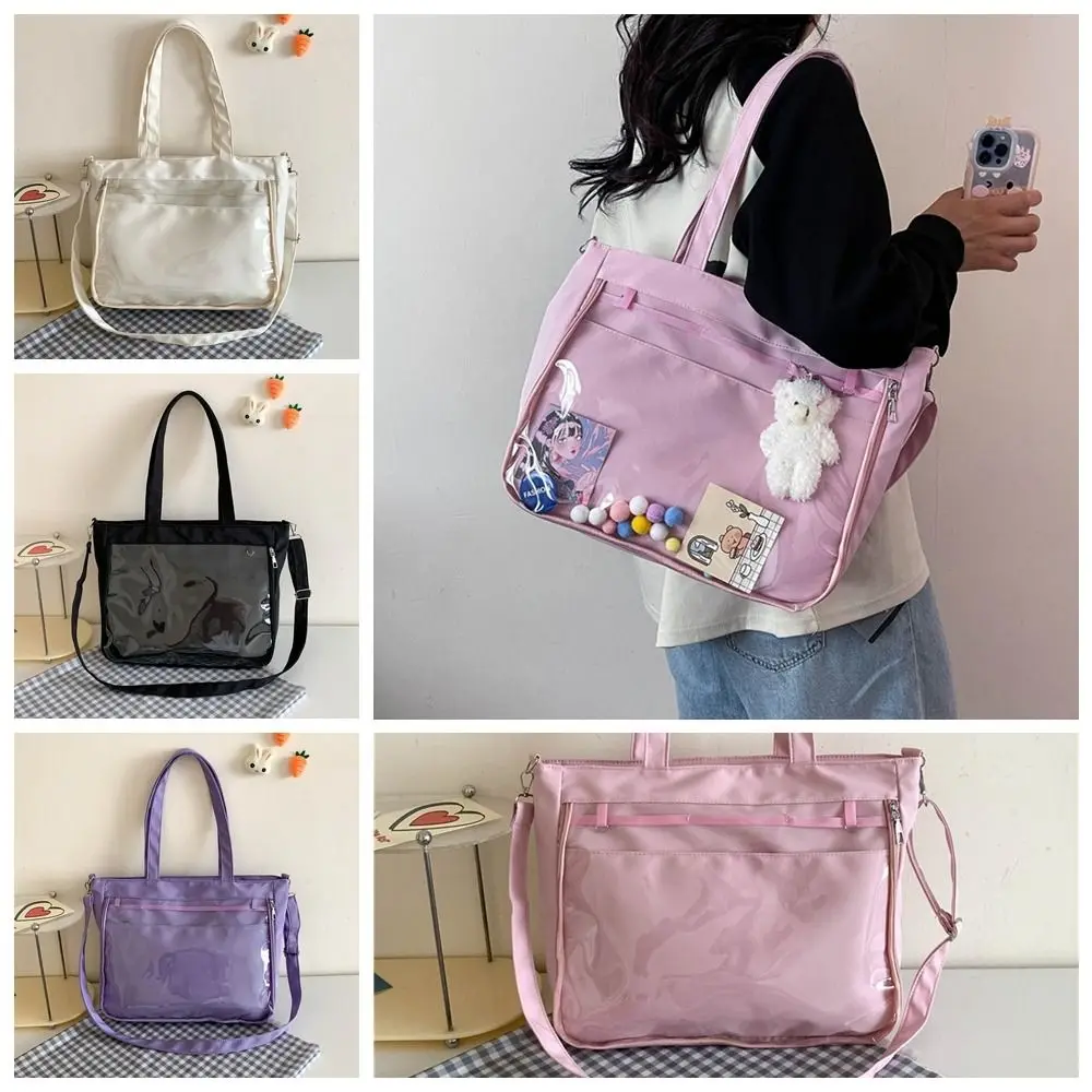 Portable Japanese Clear Itabag Harajuku Pvc Canvas Tote Bag Badge Display JK Shoulder Bag Girl Kawaii Transparent Purses Handbag
Portable Japanese Clear Itabag Harajuku Pvc Canvas Tote Bag Badge Display JK Shoulder Bag Girl Kawaii Transparent Purses Handbag