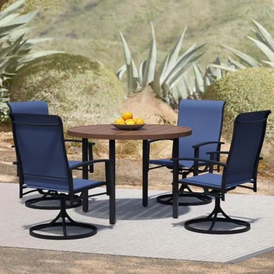 Комплект для уличной обеденной зоны из 5 предметов: круглый стол из орехового дерева (42 дюйма) и 4 синих поворотных стульев для сада, террасы или веранды
Комплект для уличной обеденной зоны из 5 предметов: круглый стол из орехового дерева (42 дюйма) и 4 синих поворотных стульев для сада, террасы или веранды