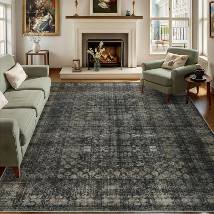 8x10 Vintage Washable Area Rug for Living Room: Black Floral Print, Low Pile Non-Slip Soft Indoor Rug, Non-Shedding Stain-Resis
8x10 Vintage Washable Area Rug for Living Room: Black Floral Print, Low Pile Non-Slip Soft Indoor Rug, Non-Shedding Stain-Resis