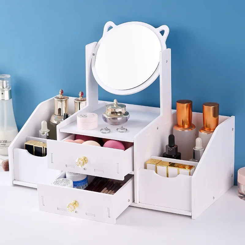 High Capacity Cosmetic Display Mirror Shelves PVC Makeup Storage Shelf Living Room With Drawers
High Capacity Cosmetic Display Mirror Shelves PVC Makeup Storage Shelf Living Room With Drawers