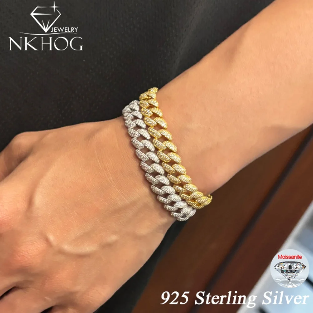 NKHOG Full Moissanite Cuban Bracelets For Men Women S925 Silver Hip Hop Hand Chains Sparkling Diamond Fine Jewelry GRA Certified
NKHOG Full Moissanite Cuban Bracelets For Men Women S925 Silver Hip Hop Hand Chains Sparkling Diamond Fine Jewelry GRA Certified