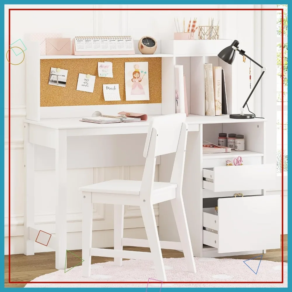 Kids Desk and Chair Sets, Study Desk with Hutch Storage, Wooden Table for 5-12 Years
Kids Desk and Chair Sets, Study Desk with Hutch Storage, Wooden Table for 5-12 Years