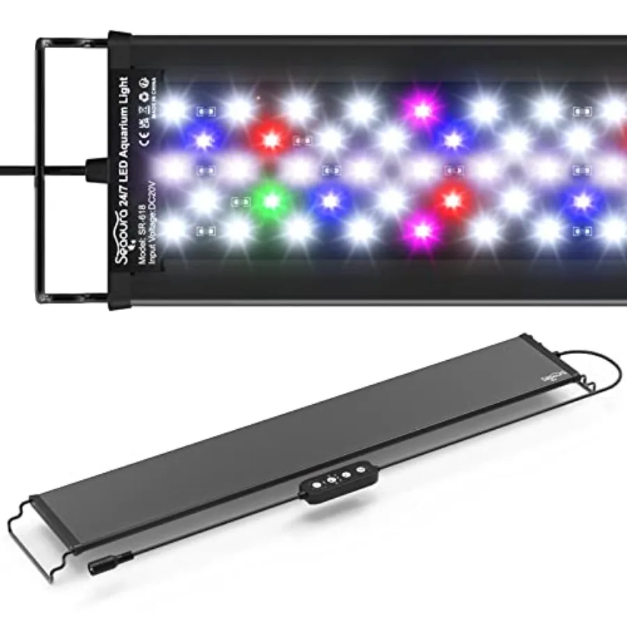Led Aquarium Light for 24 Inch to 30 Inch Fish Tank, 24/7 Cycle and DIY Mode, Full Spectrum, 7 Colors, Auto On/Off, Adjustable
Led Aquarium Light for 24 Inch to 30 Inch Fish Tank, 24/7 Cycle and DIY Mode, Full Spectrum, 7 Colors, Auto On/Off, Adjustable
