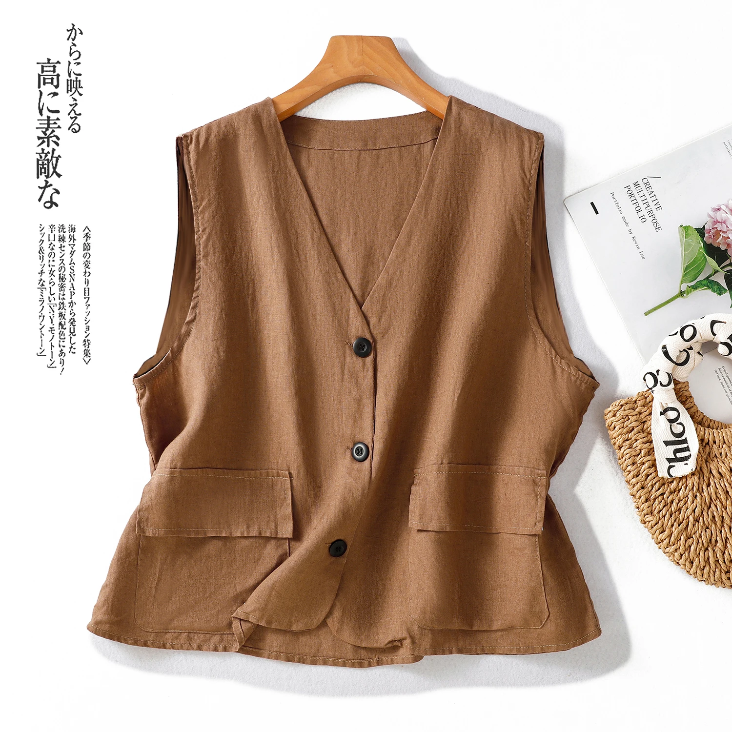 Summer Black Brown White Vest For Women Vintage Button-Up Cotton Linen Sleeveless Jacket Elegant Ladies Cover Ups Waistcoat
Summer Black Brown White Vest For Women Vintage Button-Up Cotton Linen Sleeveless Jacket Elegant Ladies Cover Ups Waistcoat