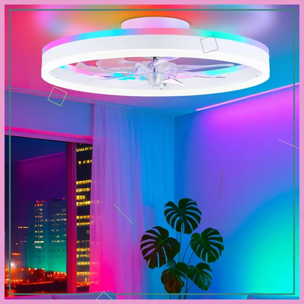Smart RGB Ceiling Fan with Light, 20" Low Profile Bladeless, Remote/App Control, Dimmable for Bedroom/Living Room
Smart RGB Ceiling Fan with Light, 20" Low Profile Bladeless, Remote/App Control, Dimmable for Bedroom/Living Room