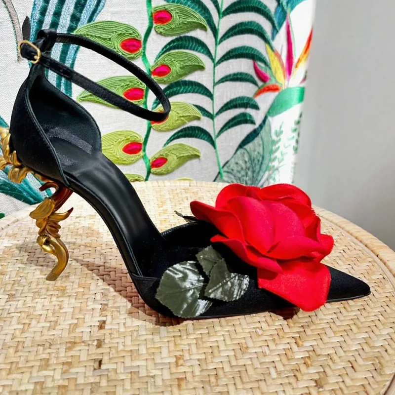 Black Red Flower Strange Style High Heels Women Suede Ankle Strap Pointed Toe Pumps Lady Sexy Luxury Buckle Strap Party Sandals
Black Red Flower Strange Style High Heels Women Suede Ankle Strap Pointed Toe Pumps Lady Sexy Luxury Buckle Strap Party Sandals