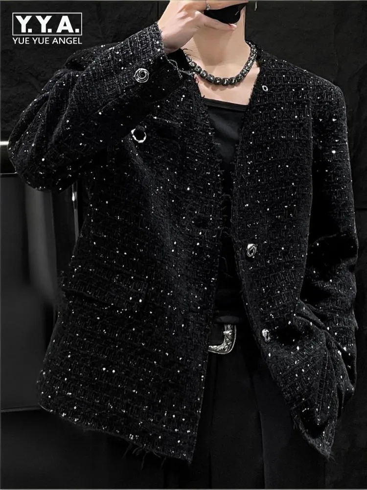 Top Quality Long Sleeves Sequins Loose Leisure Youth Male Jacket Solid Color Single-Breasted Men Fashion Short Outerwear
Top Quality Long Sleeves Sequins Loose Leisure Youth Male Jacket Solid Color Single-Breasted Men Fashion Short Outerwear