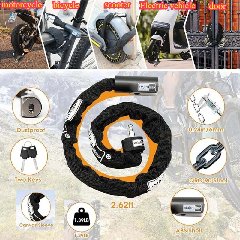 2-foot Heavy-duty Anti-theft Chain Lock, Suitable for Safety Chain Locks of Electric Scooters, Bicycles, Motorcycles, and Doors
2-foot Heavy-duty Anti-theft Chain Lock, Suitable for Safety Chain Locks of Electric Scooters, Bicycles, Motorcycles, and Doors