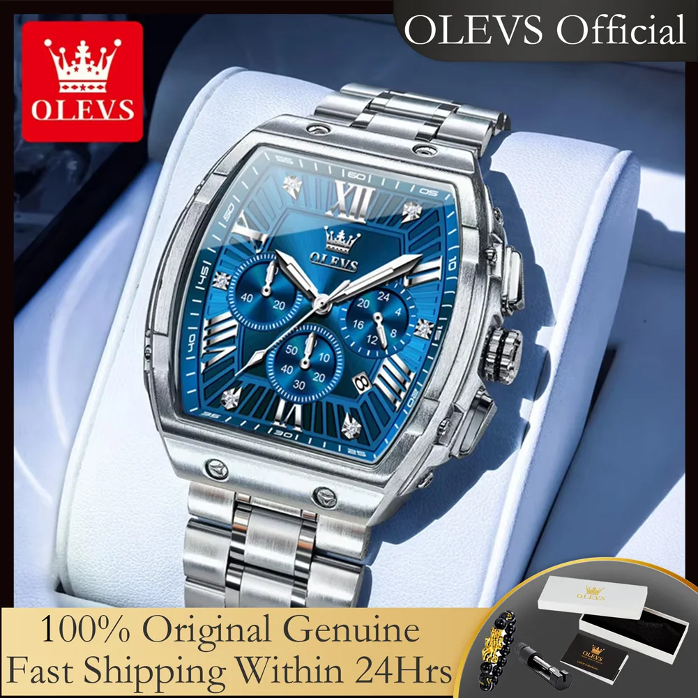 OLEVS 5639 Элитный бренд Кварцевые часы Модные мужские наручные часы Tonneau с большим циферблатом Классический хронограф Водонепроницаемые светящиеся часы
OLEVS 5639 Элитный бренд Кварцевые часы Модные мужские наручные часы Tonneau с большим циферблатом Классический хронограф Водонепроницаемые светящиеся часы