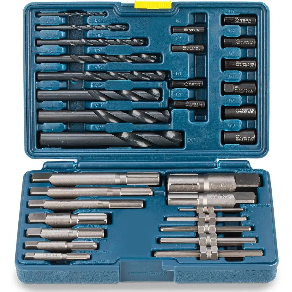 37-Piece Screw Extractor Set with Drill Bit and Guide for Removing Stripped, Damaged, or Rusted Bolts and Nuts
37-Piece Screw Extractor Set with Drill Bit and Guide for Removing Stripped, Damaged, or Rusted Bolts and Nuts
