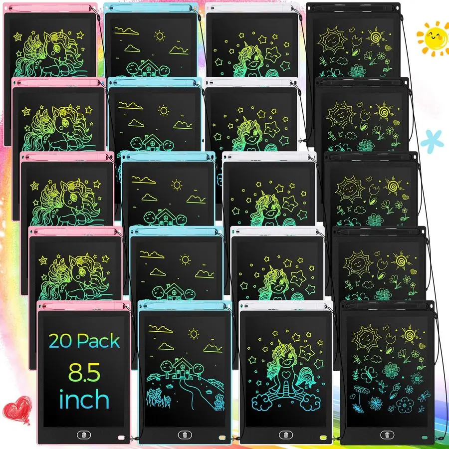20 упаковок, ЖК-планшет для письма для детей, 8,5 дюймов, красочные доски для рисования, многоразовые стираемые доски для рисования, обучающее обучение
20 упаковок, ЖК-планшет для письма для детей, 8,5 дюймов, красочные доски для рисования, многоразовые стираемые доски для рисования, обучающее обучение