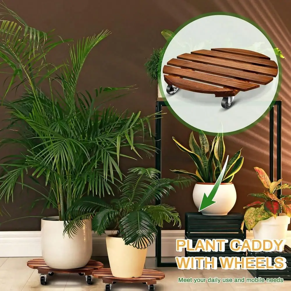 Pack Wooden Plant Stand With Lockable Wheels, 220 Lbs Heavy Duty Rolling Dolly For Large Pots, Square Carbonized Wood Planter C
Pack Wooden Plant Stand With Lockable Wheels, 220 Lbs Heavy Duty Rolling Dolly For Large Pots, Square Carbonized Wood Planter C