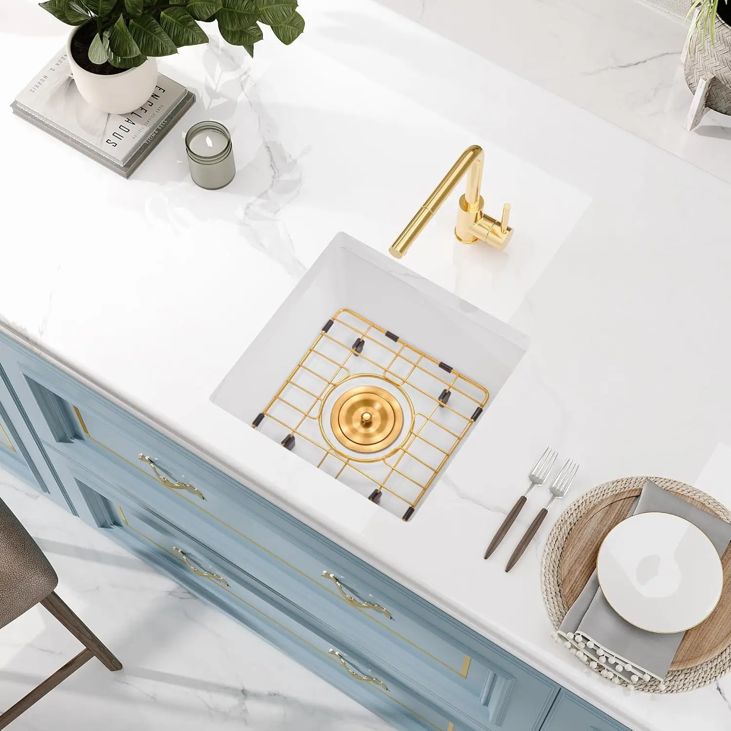 Quartz 15 Inch White Drop In Bar Sink Workstation, with Cutting Board, for Outdoor RV Wet Bar
Quartz 15 Inch White Drop In Bar Sink Workstation, with Cutting Board, for Outdoor RV Wet Bar