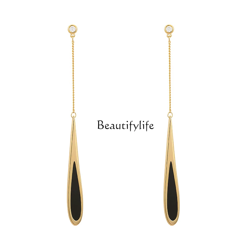 Black Water Drop Earrings Temperamental Tassels Light Luxury Pure Silver Ear Pin
Black Water Drop Earrings Temperamental Tassels Light Luxury Pure Silver Ear Pin