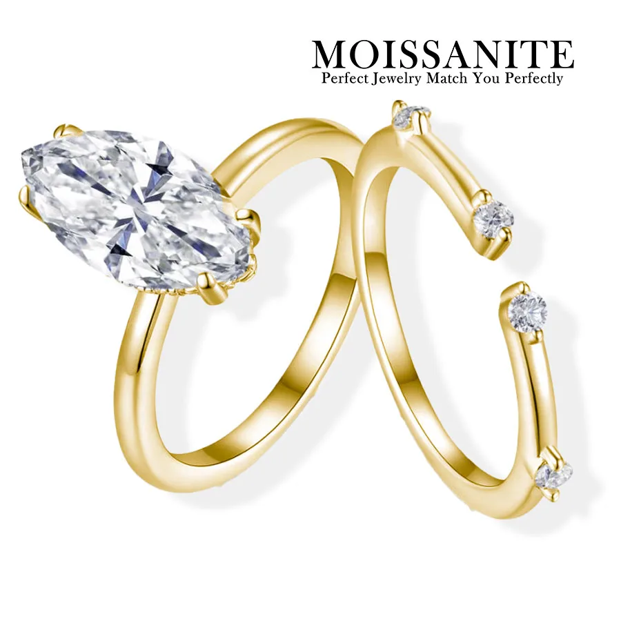 3.21CTW Moissanite Engagement Ring Set 2pcs Marquise and Round Cut 925 Sterling Silver 18K Gold Plated Wedding Jewelry
3.21CTW Moissanite Engagement Ring Set 2pcs Marquise and Round Cut 925 Sterling Silver 18K Gold Plated Wedding Jewelry