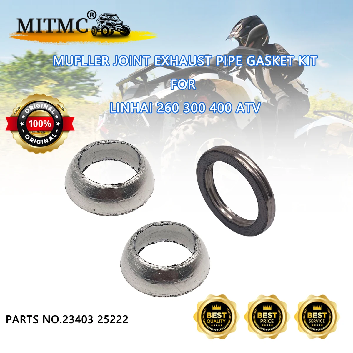 3pc Mufller Joint Exhaust Pipe Gasket Kit For Linhai 260 300 400 ATV LH260 LH300 LH400 25222 23403
3pc Mufller Joint Exhaust Pipe Gasket Kit For Linhai 260 300 400 ATV LH260 LH300 LH400 25222 23403