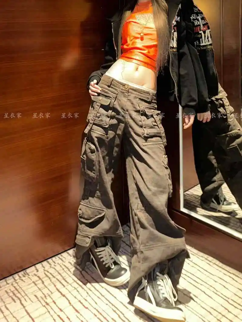 Женские зеленые мешковатые длинные брюки-карго Брюки в стиле бойфренда Harajuku Японский стиль 2000-х годов Y2k Винтажные брюки большого размера Одежда 
Женские зеленые мешковатые длинные брюки-карго Брюки в стиле бойфренда Harajuku Японский стиль 2000-х годов Y2k Винтажные брюки большого размера Одежда